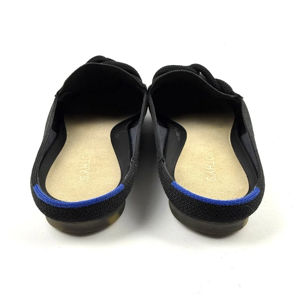 Rothy's The Loafer Mules 12 Slip On Black Fabric Braid Comfort Womens READ